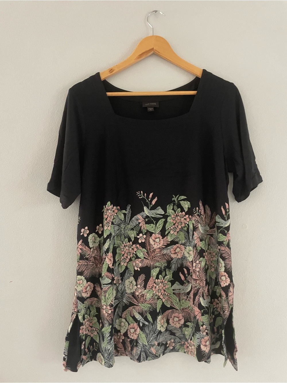 J. Jill Black Floral Square-Neck Tunic - Picture 1 of 5